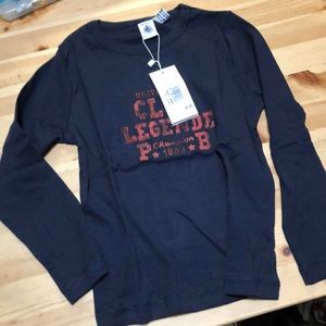Petit Bataeu navy logo long sleeve shirt